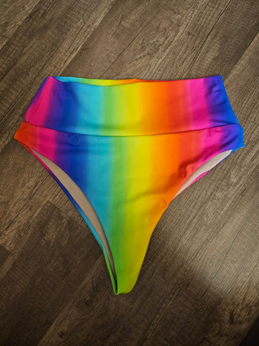 Ombre High Waist Rainbow Bikini Bottom - FINAL SALE