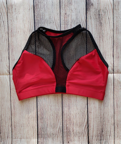 Large Red Fishnet Sports Bra - FINAL SALE