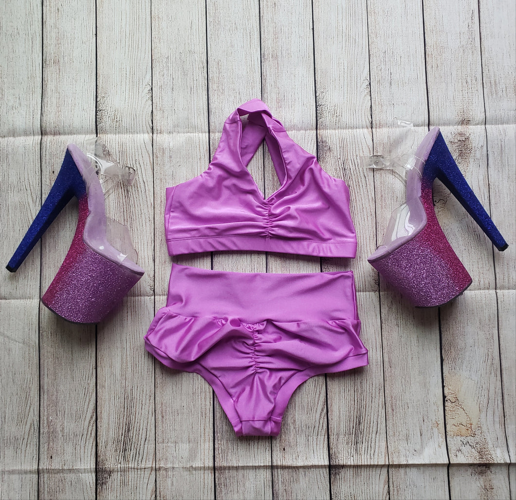 Purple High Waist Pole Shorts - FINAL SALE