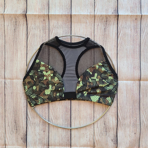 Green Camo Print Pole Dance Top