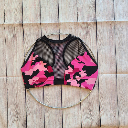 XL Pink Camo Fishnet Bra - Final Sale