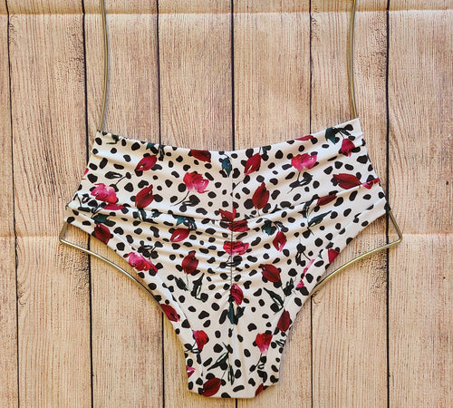 XL Polka Dots & Tulips High Waist Teeny Weeny - Final Sale