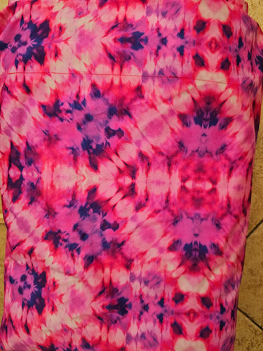 9 yards Pink Purple Tye Dye Printed Nylon Spandex Fabric