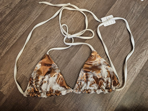 Bronze/White Bikini Top - FINAL SALE