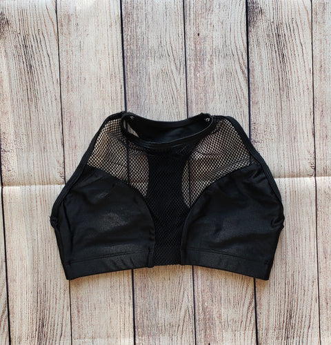 XS Black Fishnet Sports Bra