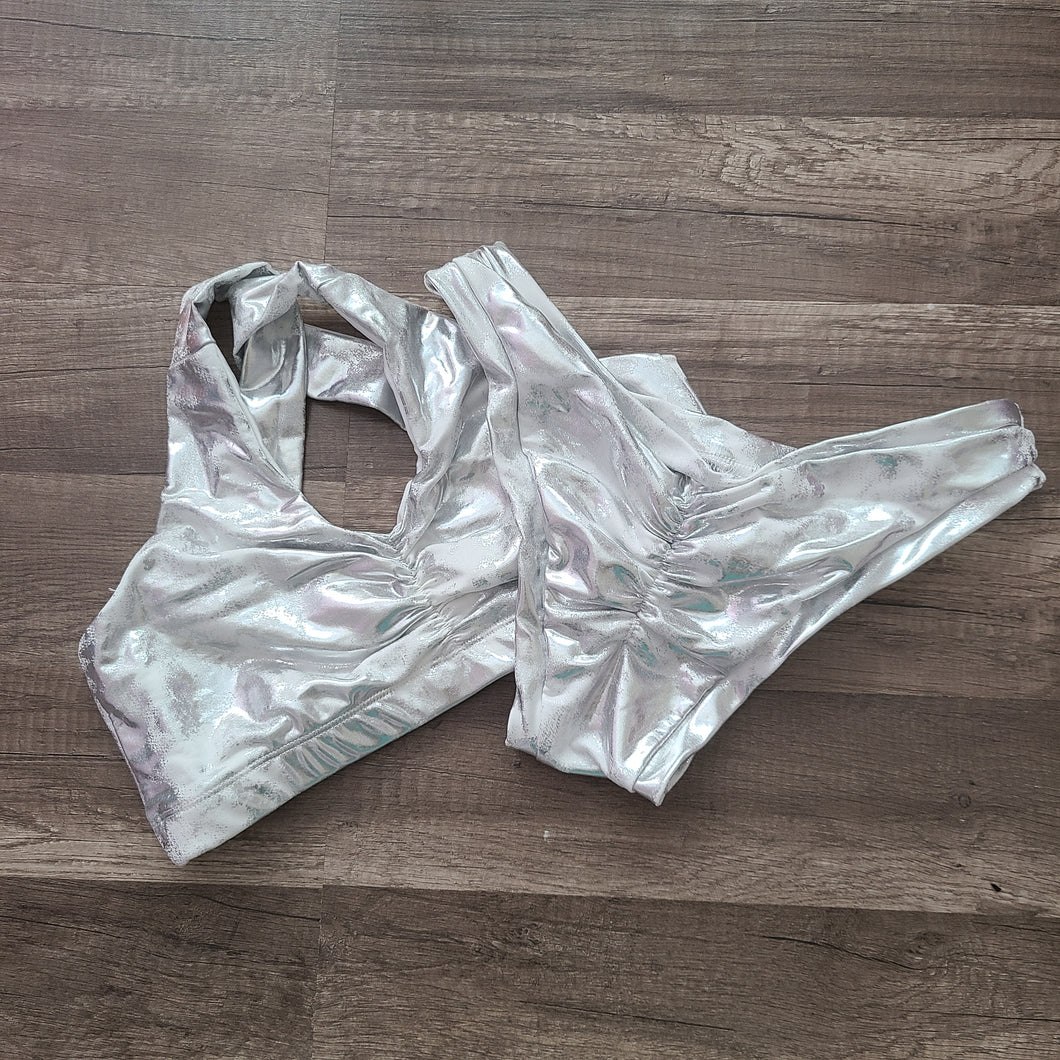 Silver Metalluc Splash Shorts/Bra Bundle - FINAL SALE