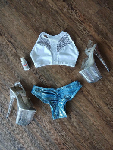 XS White Fishnet Sports Bra